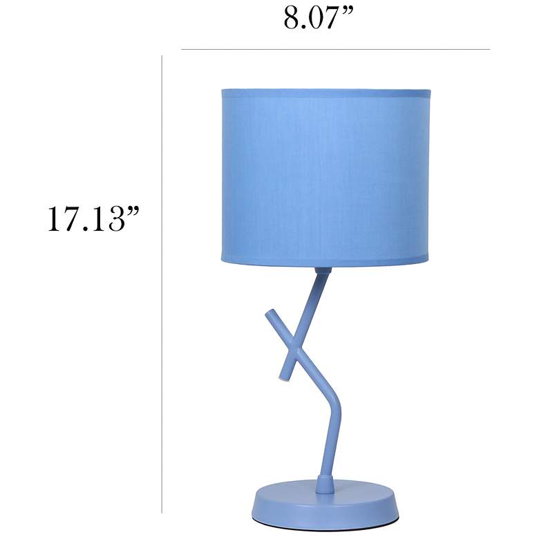 Image 5 Simple Designs 17.13" Metal Modern Table Lamp, Drum Fabric Shade, Blue more views