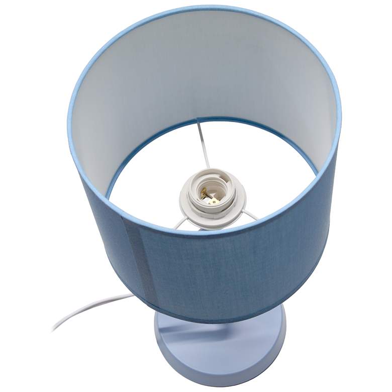 Image 7 Simple Designs 17.13" Metal Modern Table Lamp, Drum Fabric Shade, Blue more views