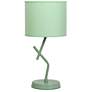 2_Simple Designs 17.13" Metal Modern Table Lamp, Drum Fabric Shade, Green