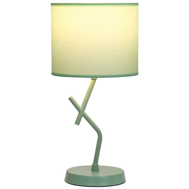 Image 4 Simple Designs 17.13" Metal Modern Table Lamp, Drum Fabric Shade, Green more views