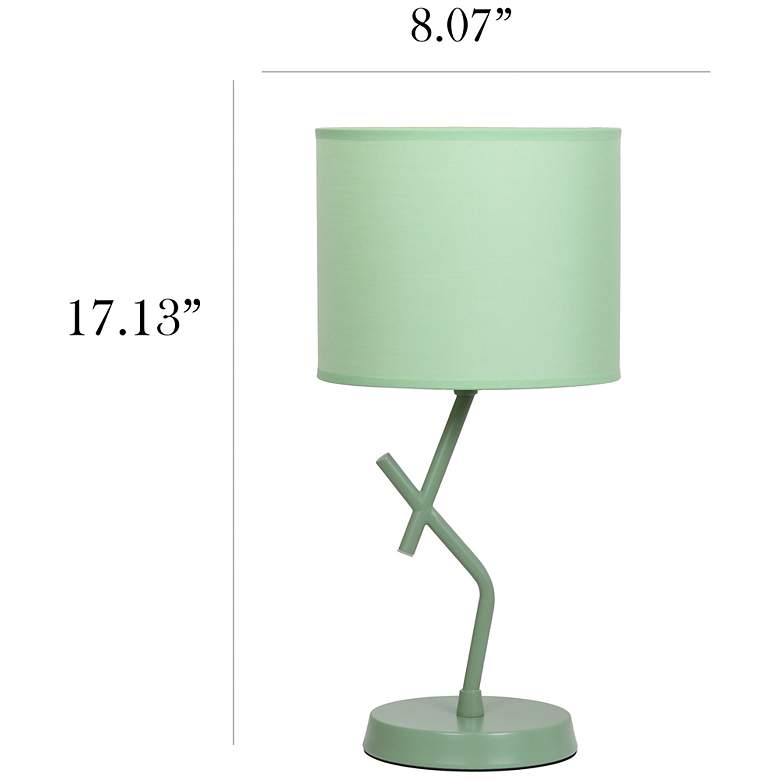 Image 5 Simple Designs 17.13" Metal Modern Table Lamp, Drum Fabric Shade, Green more views