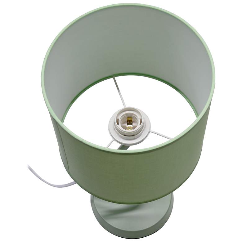 Image 7 Simple Designs 17.13" Metal Modern Table Lamp, Drum Fabric Shade, Green more views