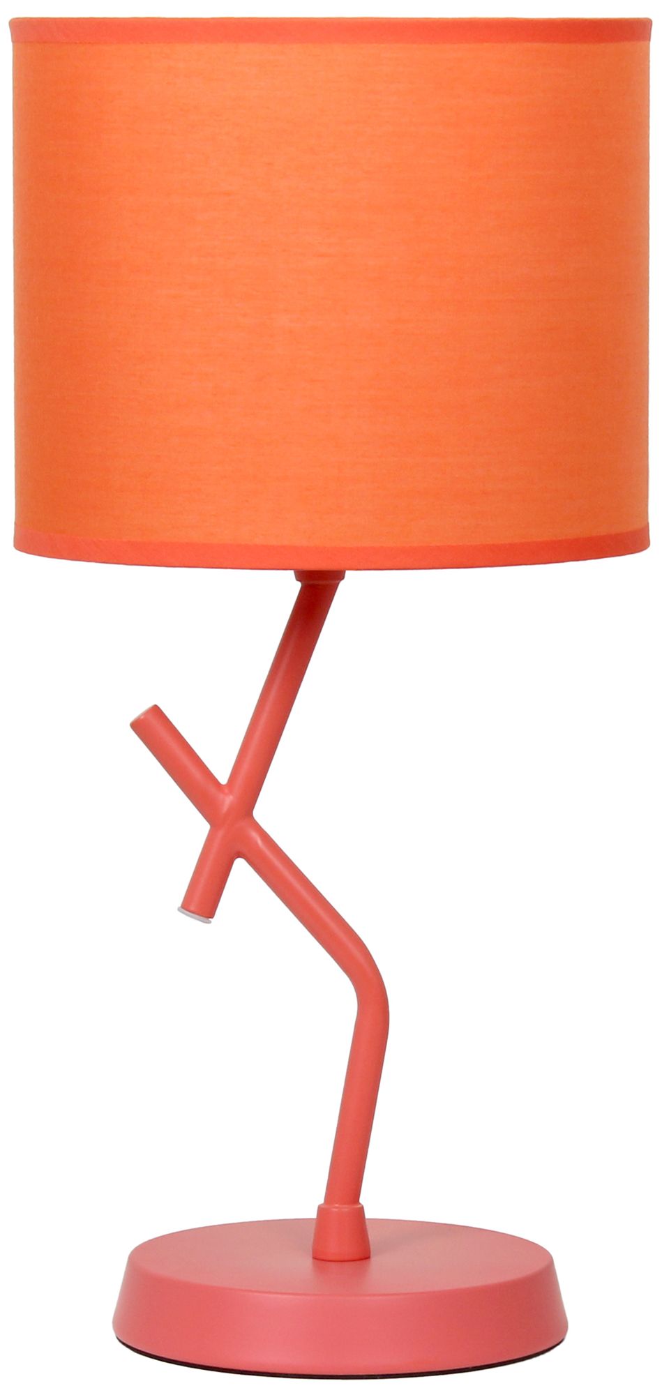 Image 2 Simple Designs 17.13" Metal Modern Table Lamp, Drum Fabric Shade, Orange