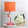 1_Simple Designs 17.13" Metal Modern Table Lamp, Drum Fabric Shade, Orange