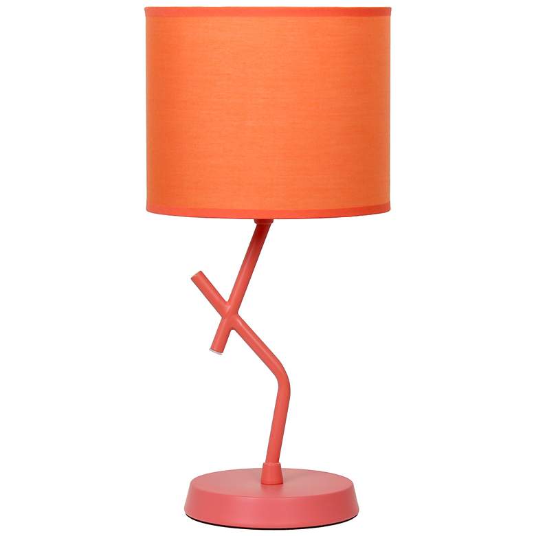 Image 3 Simple Designs 17.13" Metal Modern Table Lamp, Drum Fabric Shade, Orange more views