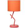 3_Simple Designs 17.13" Metal Modern Table Lamp, Drum Fabric Shade, Orange more views