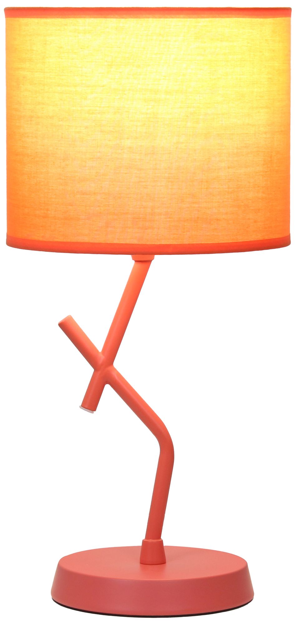 Image 4 Simple Designs 17.13" Metal Modern Table Lamp, Drum Fabric Shade, Orange more views
