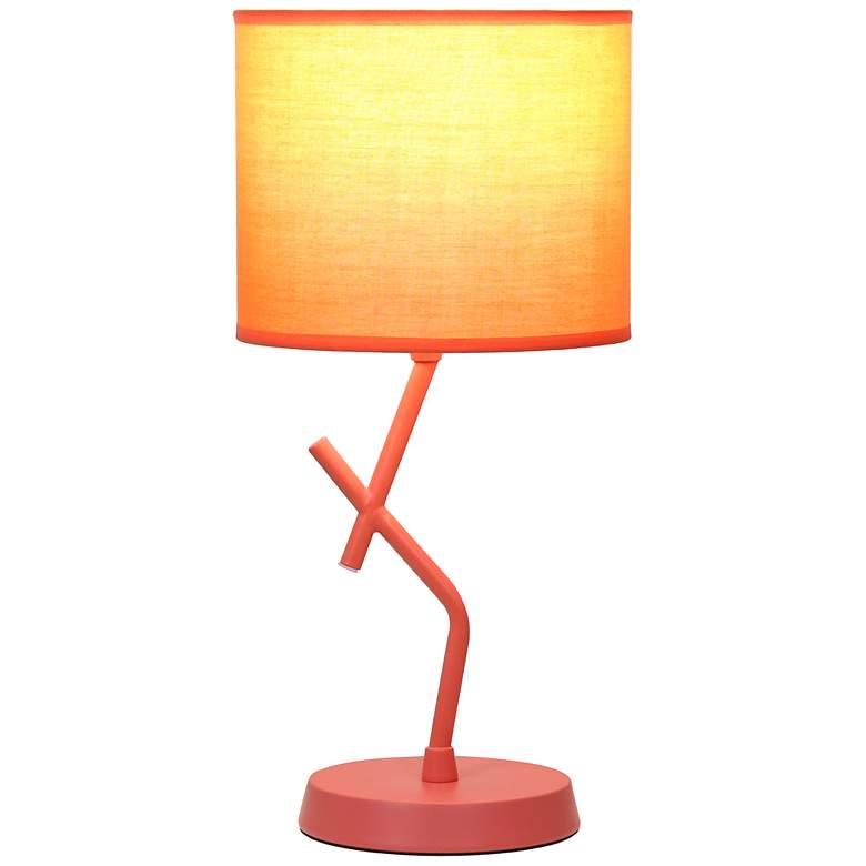 Image 4 Simple Designs 17.13" Metal Modern Table Lamp, Drum Fabric Shade, Orange more views