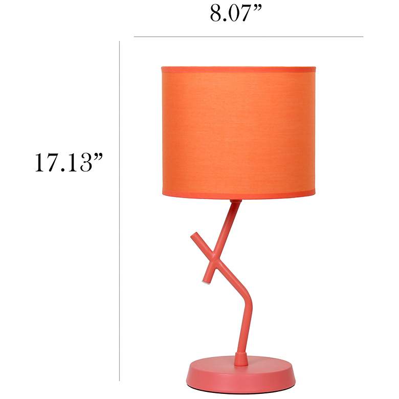 Image 5 Simple Designs 17.13" Metal Modern Table Lamp, Drum Fabric Shade, Orange more views