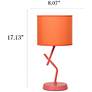 5_Simple Designs 17.13" Metal Modern Table Lamp, Drum Fabric Shade, Orange more views
