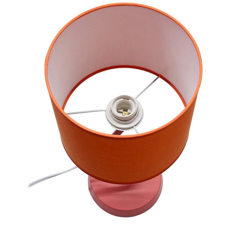 Image 7 Simple Designs 17.13" Metal Modern Table Lamp, Drum Fabric Shade, Orange more views