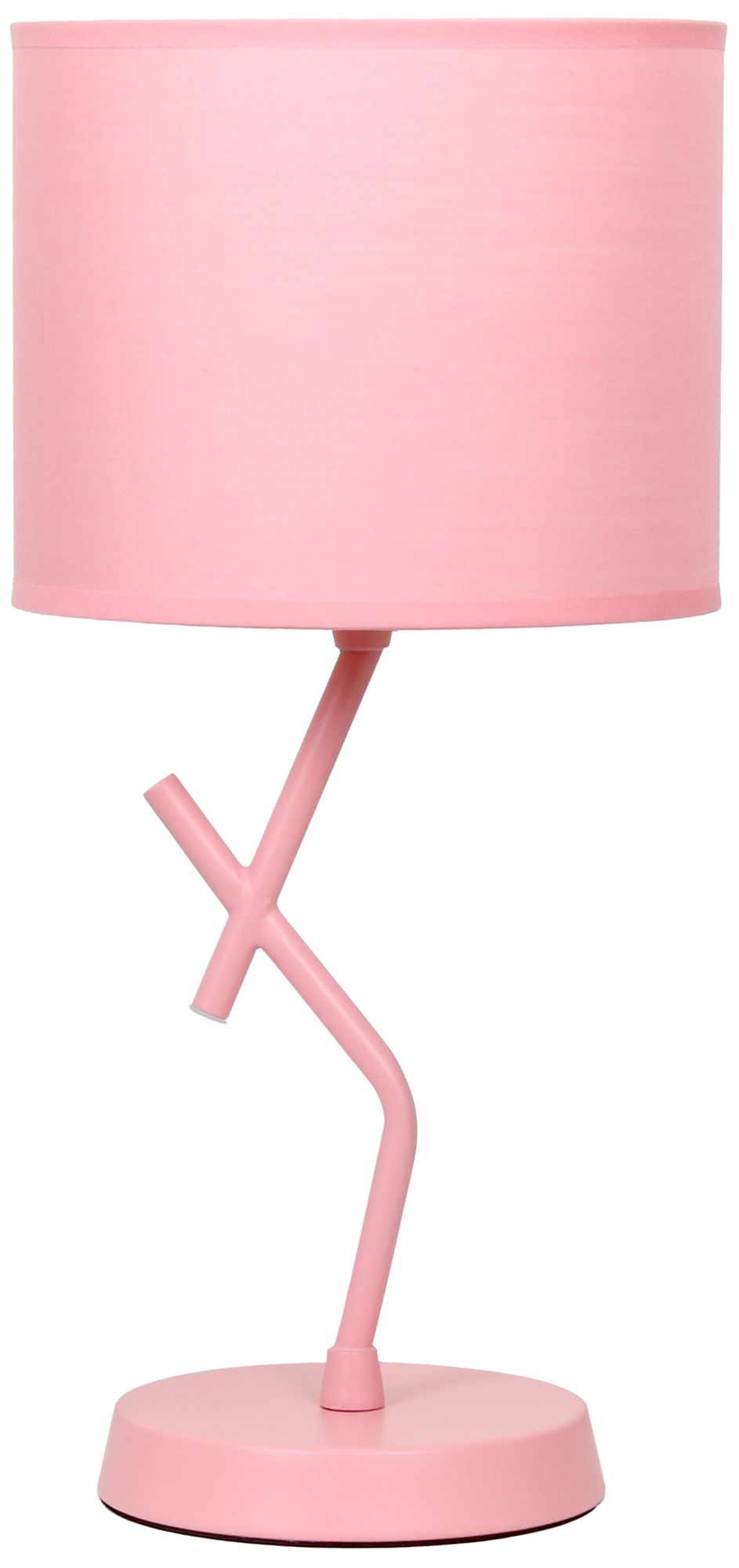 Image 2 Simple Designs 17.13" Metal Modern Table Lamp, Drum Fabric Shade, Pink