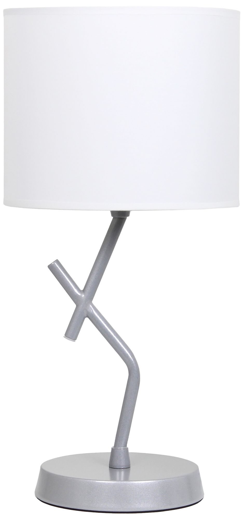 Image 3 Simple Designs 17.13" Metal Modern Table Lamp, Drum Fabric Shade, Silver more views