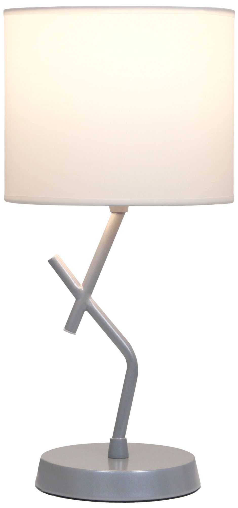 Image 4 Simple Designs 17.13" Metal Modern Table Lamp, Drum Fabric Shade, Silver more views