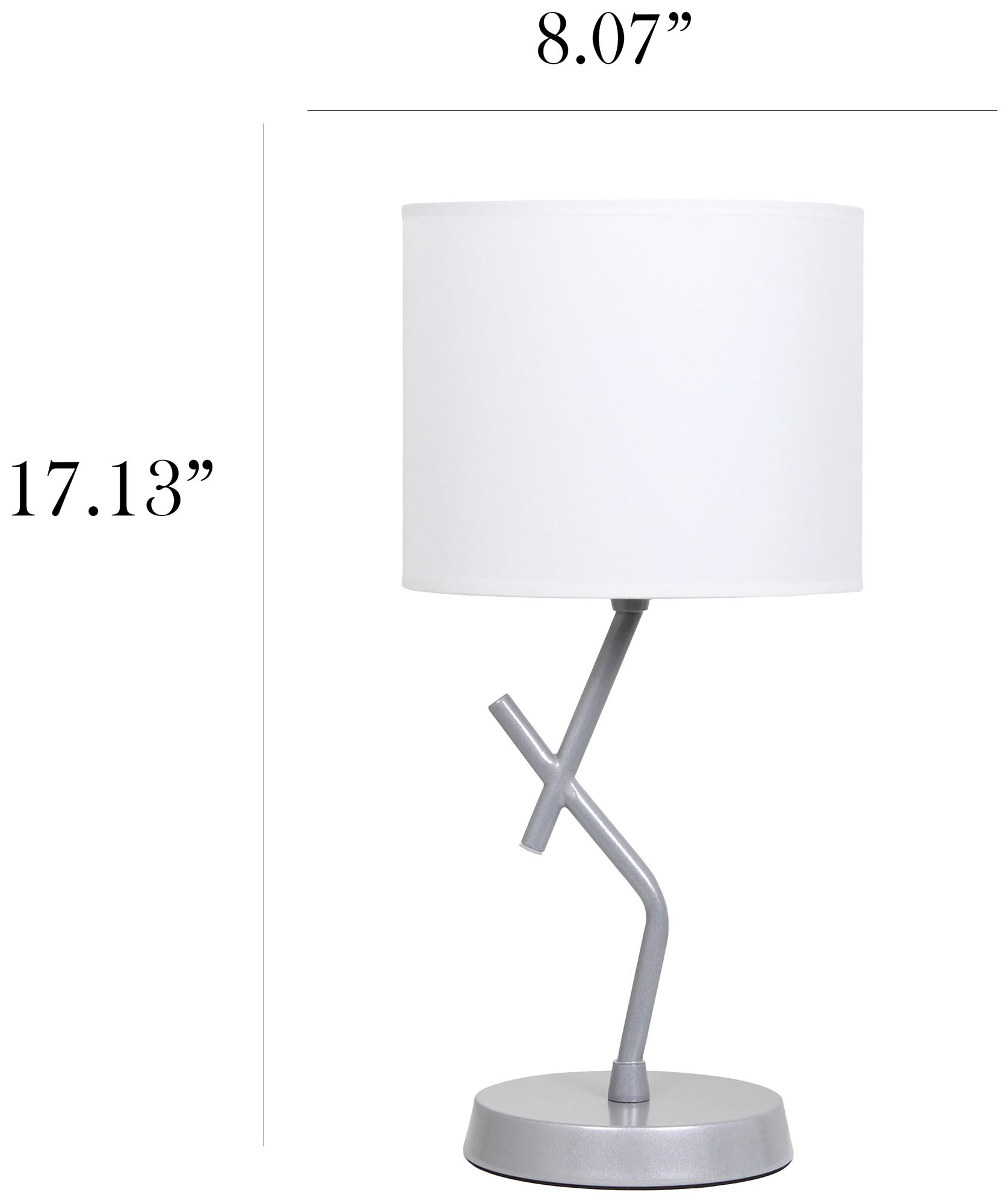 Simple Designs 17.13" Metal Modern Table Lamp, Drum Fabric Shade, Silver