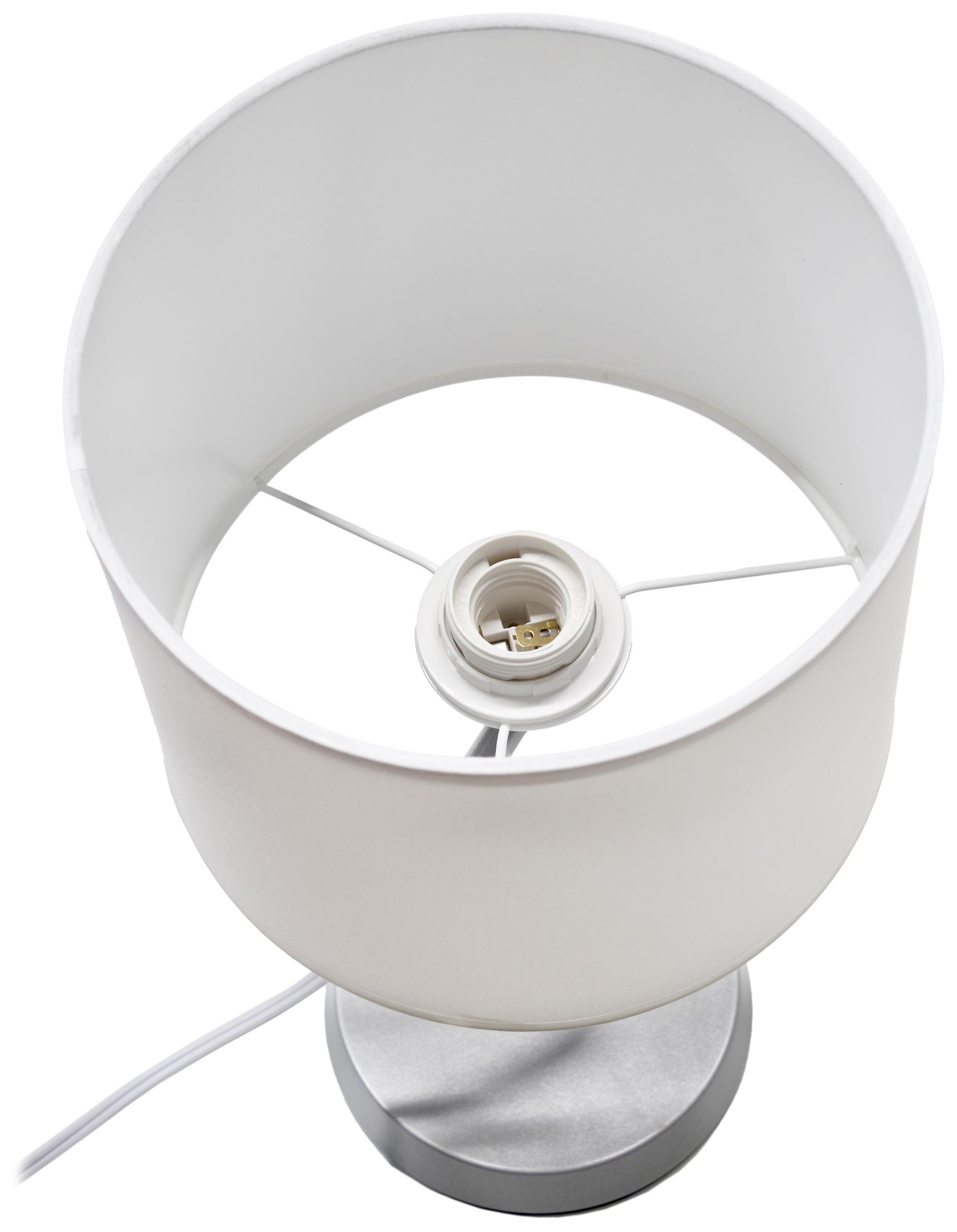 Simple Designs 17.13" Metal Modern Table Lamp, Drum Fabric Shade, Silver