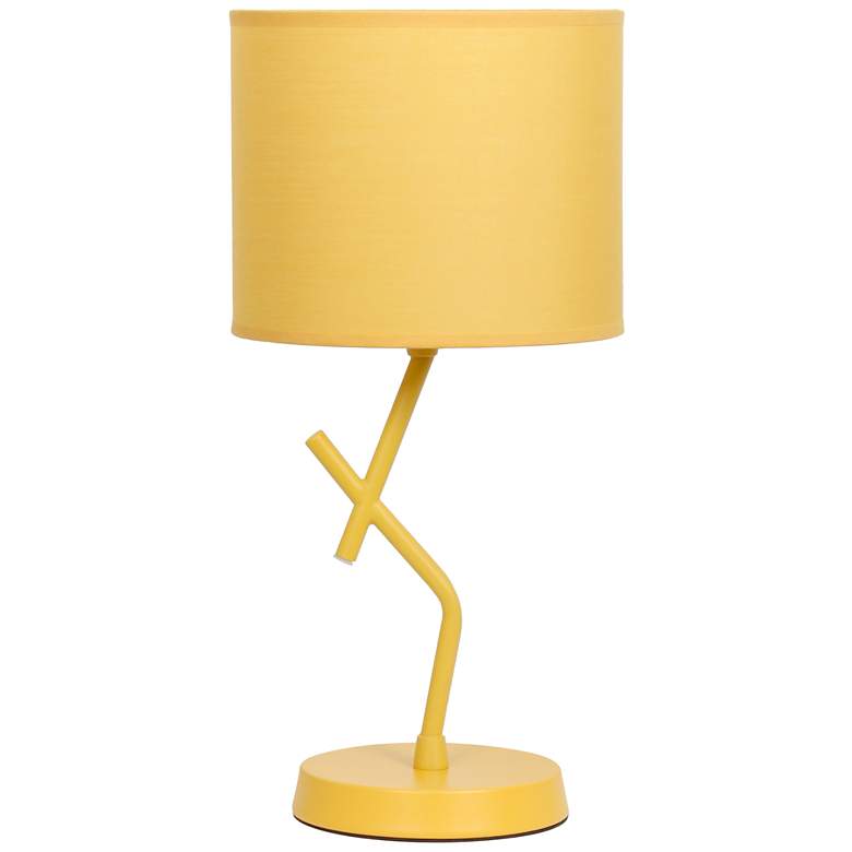 Image 2 Simple Designs 17.13" Metal Modern Table Lamp, Drum Fabric Shade, Yellow