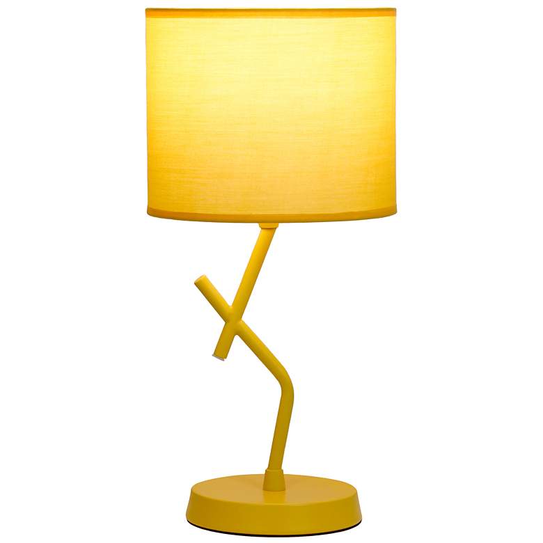 Image 4 Simple Designs 17.13" Metal Modern Table Lamp, Drum Fabric Shade, Yellow more views