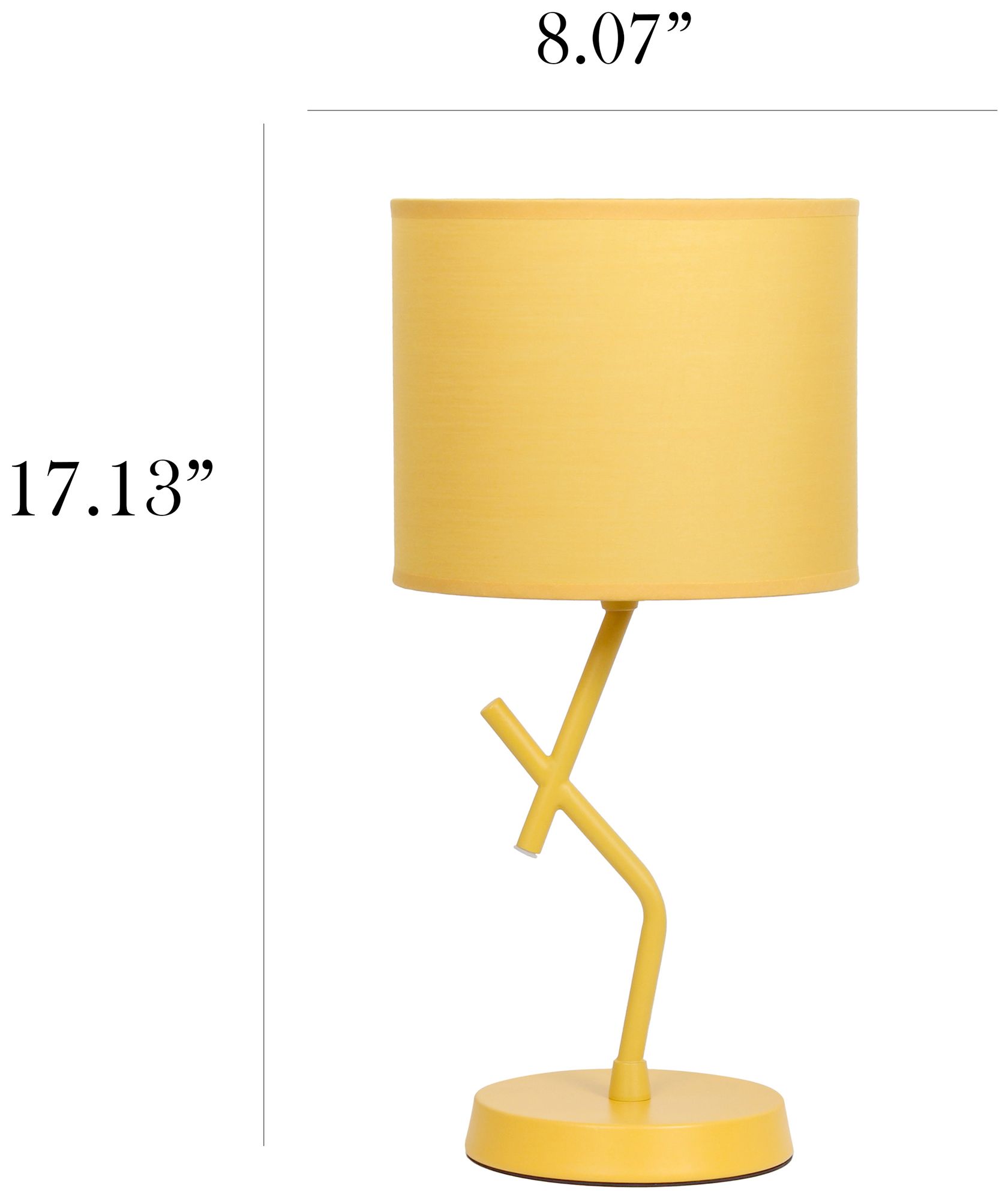 Simple Designs 17.13" Metal Modern Table Lamp, Drum Fabric Shade, Yellow