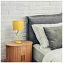 6_Simple Designs 17.13" Metal Modern Table Lamp, Drum Fabric Shade, Yellow more views