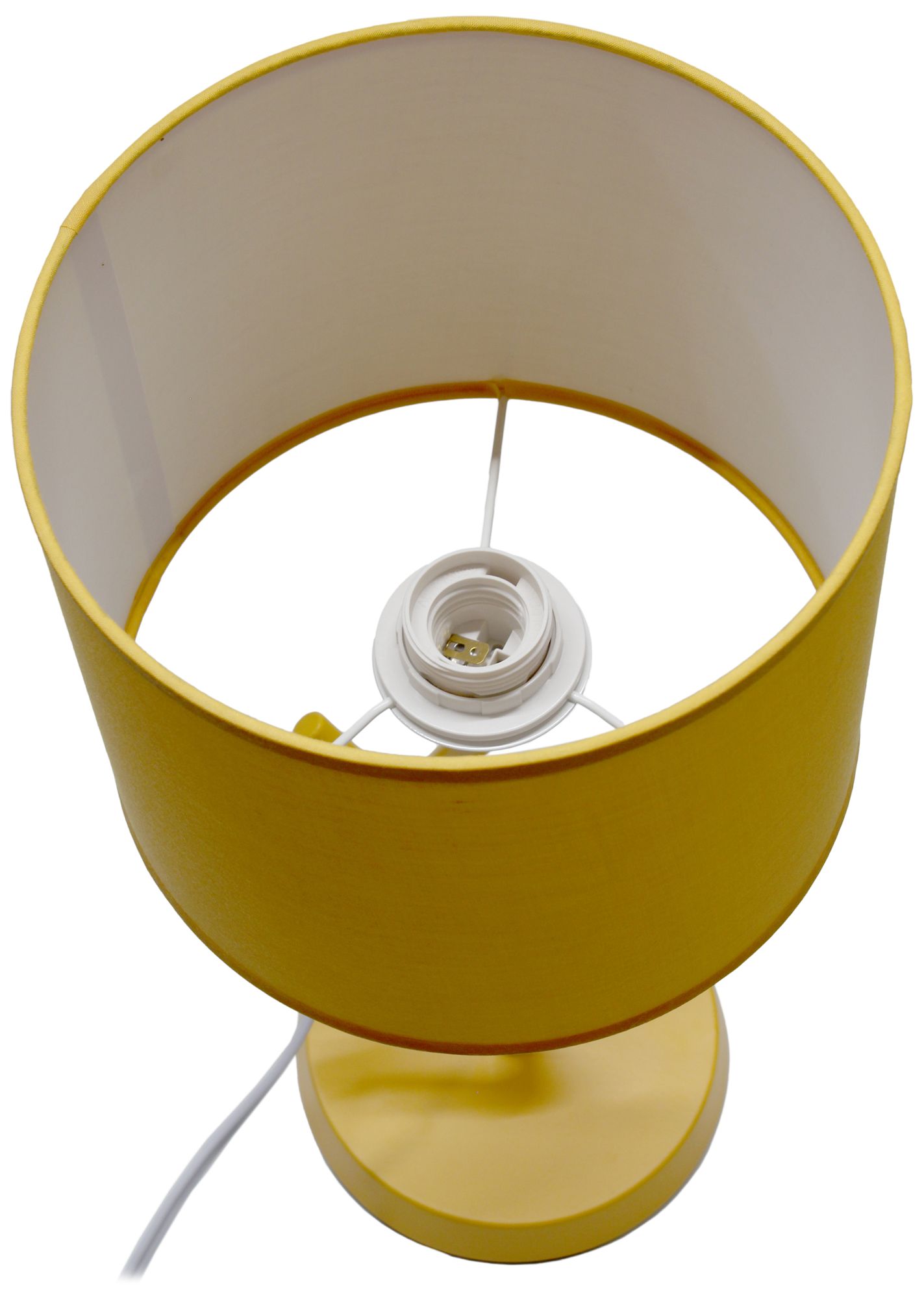 Simple Designs 17.13" Metal Modern Table Lamp, Drum Fabric Shade, Yellow