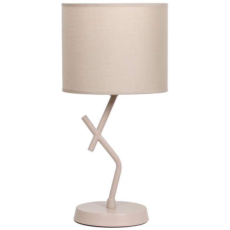 Image 2 Simple Designs 17.13" Metal Modern Table Lamp, Drum Fbc Shade, Light Beige