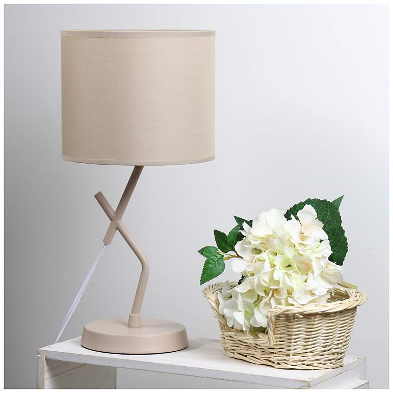 Image 1 Simple Designs 17.13" Metal Modern Table Lamp, Drum Fbc Shade, Light Beige