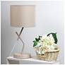 1_Simple Designs 17.13" Metal Modern Table Lamp, Drum Fbc Shade, Light Beige