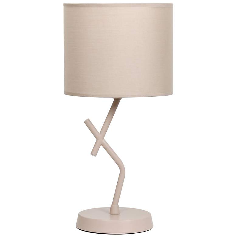 Image 3 Simple Designs 17.13" Metal Modern Table Lamp, Drum Fbc Shade, Light Beige more views