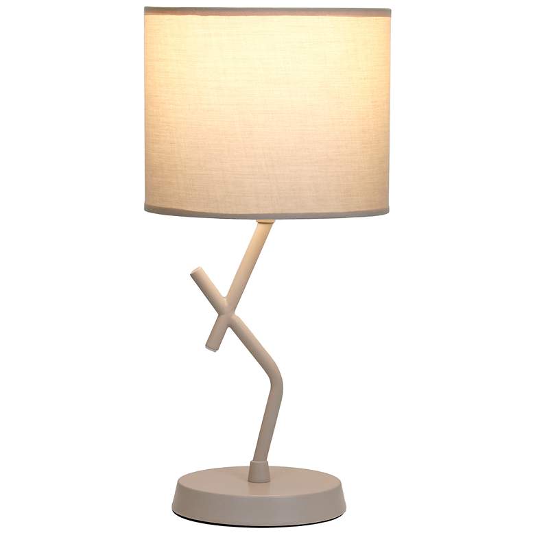 Image 4 Simple Designs 17.13" Metal Modern Table Lamp, Drum Fbc Shade, Light Beige more views