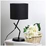 1_Simple Designs 17.13" Metal Modern Table Lamp with Drum Fabric Shade, Black