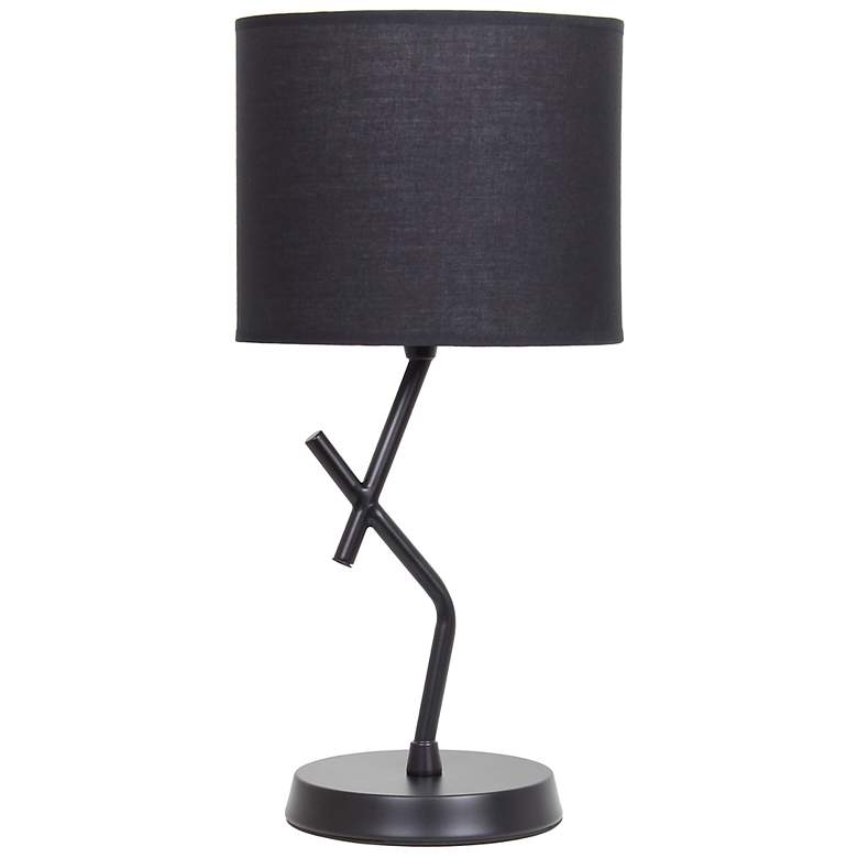 Image 3 Simple Designs 17.13" Metal Modern Table Lamp with Drum Fabric Shade, Black more views