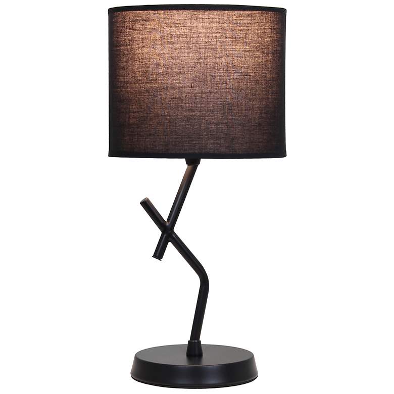 Image 4 Simple Designs 17.13" Metal Modern Table Lamp with Drum Fabric Shade, Black more views