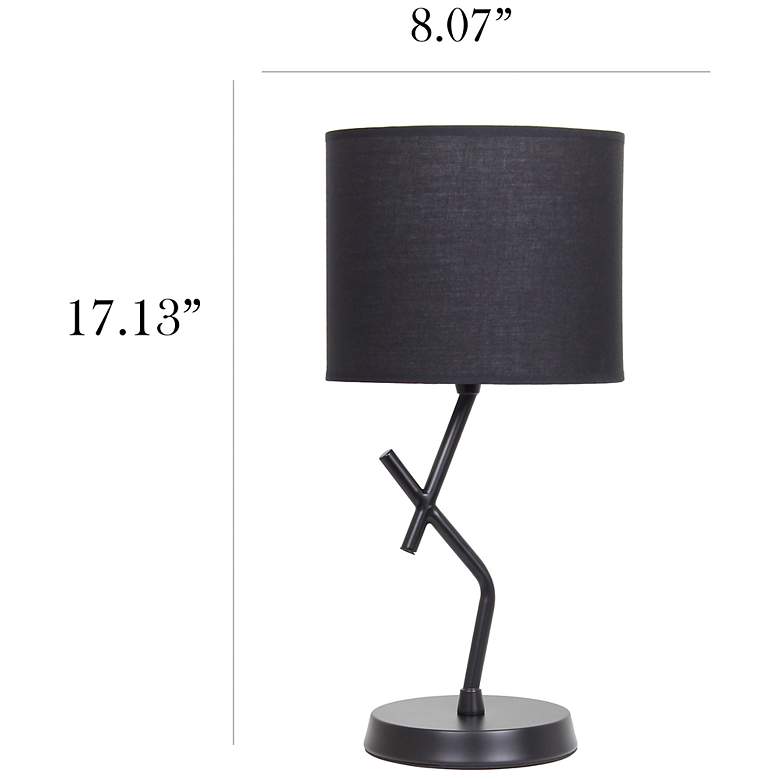 Image 5 Simple Designs 17.13" Metal Modern Table Lamp with Drum Fabric Shade, Black more views