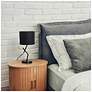 6_Simple Designs 17.13" Metal Modern Table Lamp with Drum Fabric Shade, Black more views