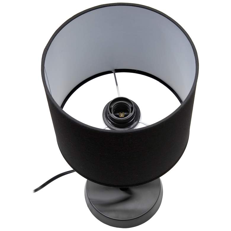 Image 7 Simple Designs 17.13" Metal Modern Table Lamp with Drum Fabric Shade, Black more views