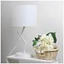 1_Simple Designs 17.13" Metal Modern Table Lamp with Drum Fabric Shade, White
