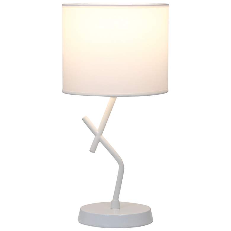 Image 4 Simple Designs 17.13" Metal Modern Table Lamp with Drum Fabric Shade, White more views