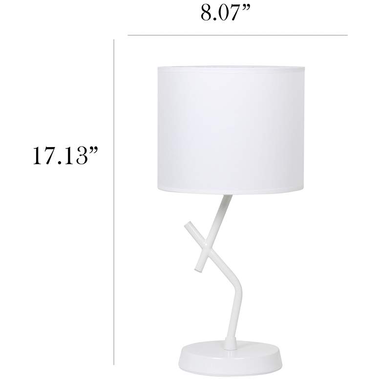 Image 5 Simple Designs 17.13" Metal Modern Table Lamp with Drum Fabric Shade, White more views