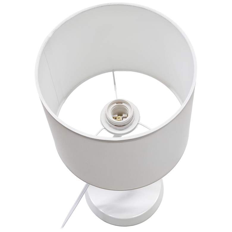 Image 7 Simple Designs 17.13" Metal Modern Table Lamp with Drum Fabric Shade, White more views