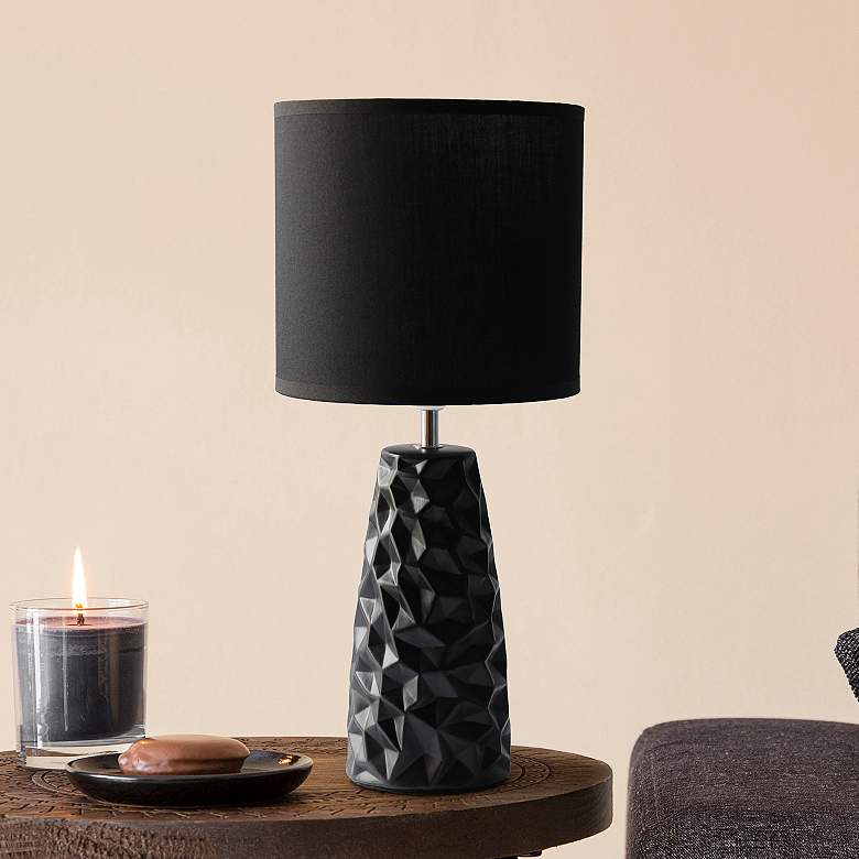 Image 1 Simple Designs 17 1/2" High Black Sculpted Accent Table Lamp