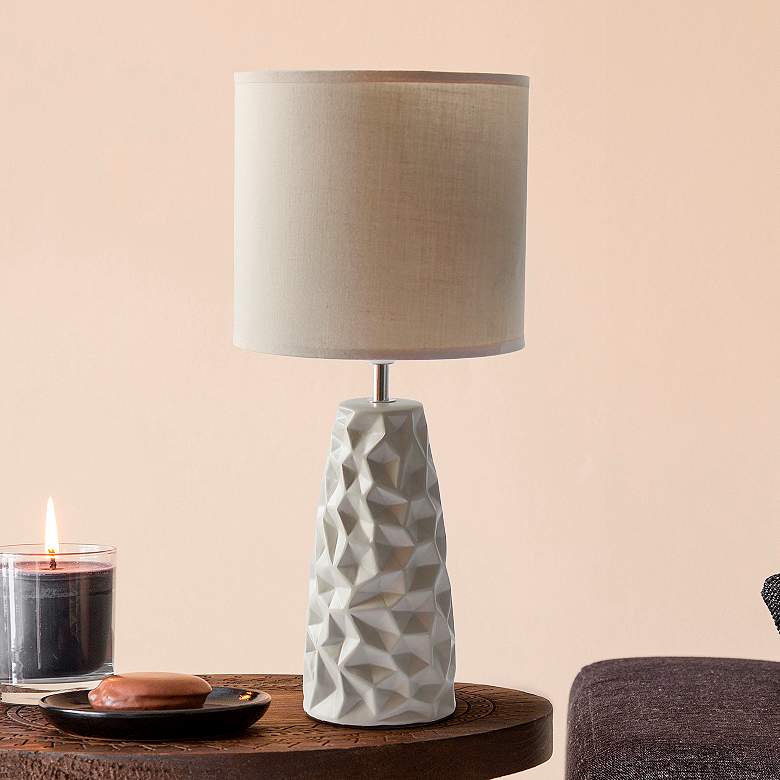 Image 1 Simple Designs 17 1/2" High Gray Sculpted Accent Table Lamp