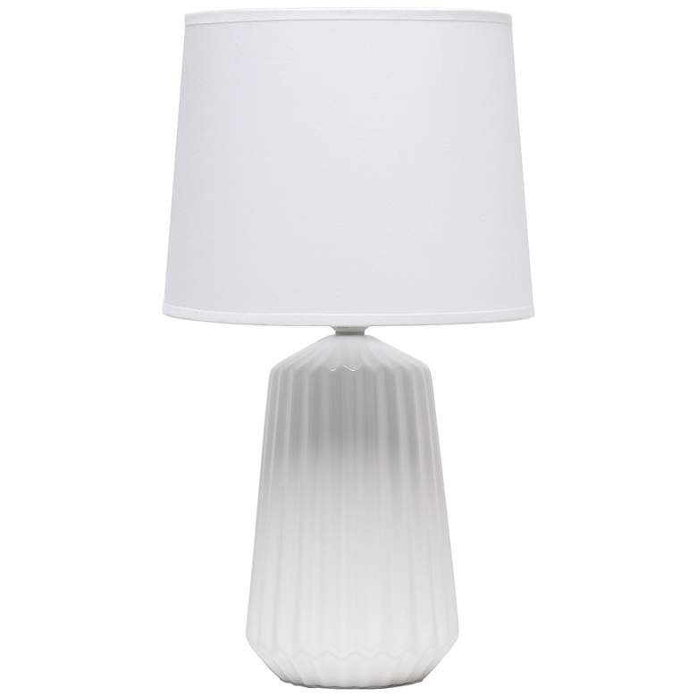 Image 2 Simple Designs 17 1/2" High White Ceramic Pleated Accent Table Lamp