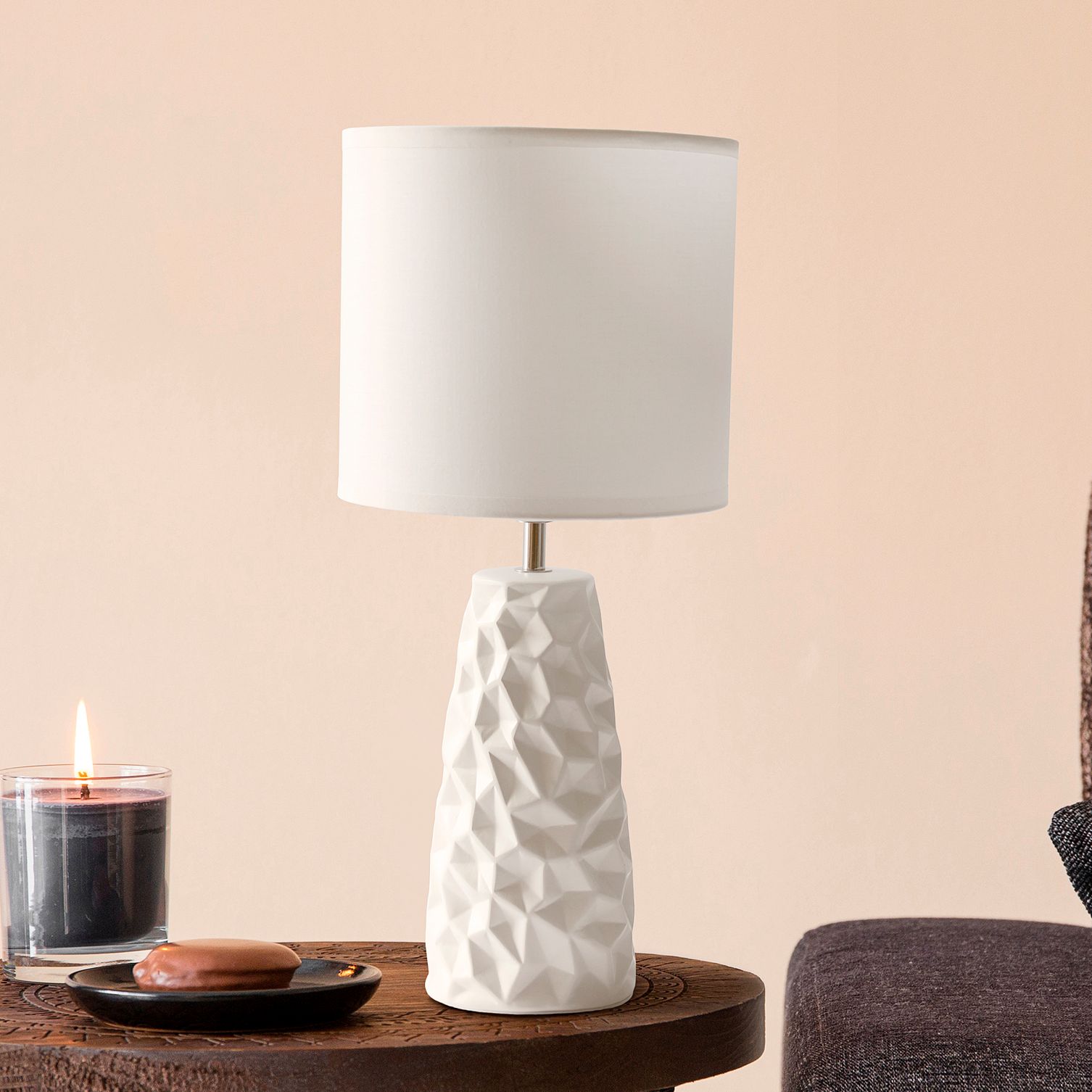 Simple Designs 17 1/2" High OffWhite Sculpted Accent Table Lamp