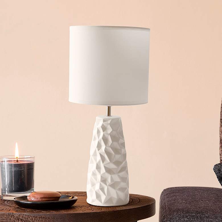 Image 1 Simple Designs 17 1/2 inchH Off-White Sculpted Accent Table Lamp