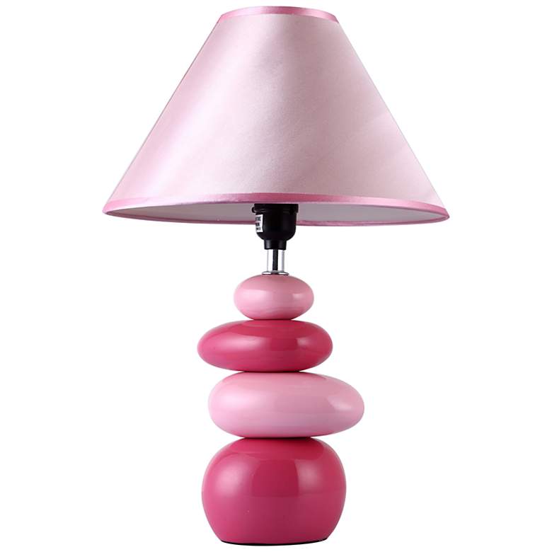Image 2 Simple Designs 17 1/2"H Shades of Pink Stone Ceramic Accent Table Lamp