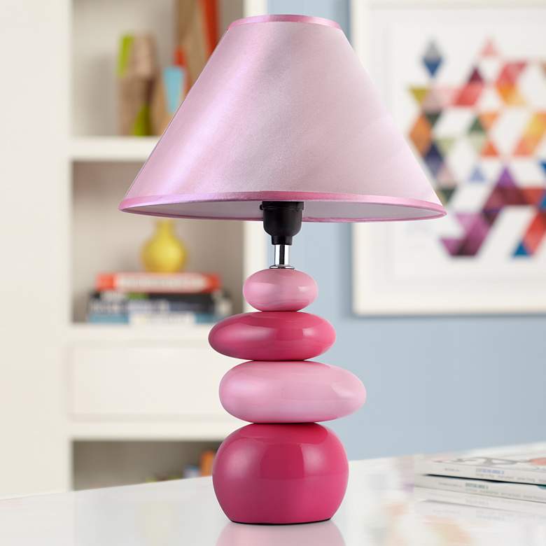 Image 1 Simple Designs 17 1/2"H Shades of Pink Stone Ceramic Accent Table Lamp