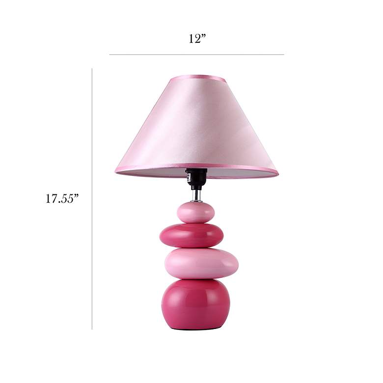 Image 5 Simple Designs 17 1/2"H Shades of Pink Stone Ceramic Accent Table Lamp more views