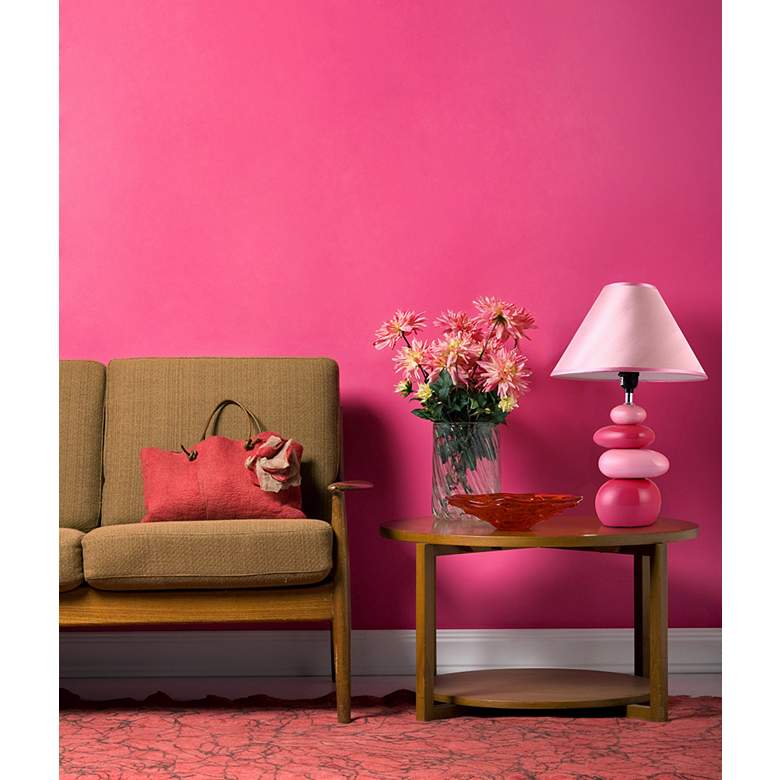 Image 6 Simple Designs 17 1/2"H Shades of Pink Stone Ceramic Accent Table Lamp more views
