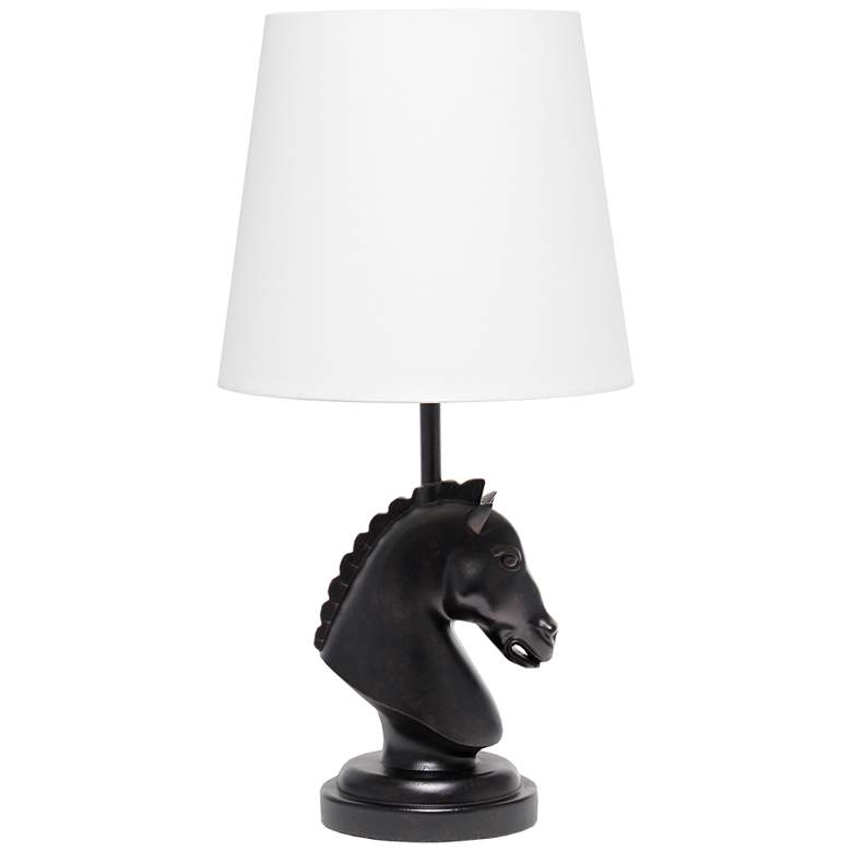 Image 2 Simple Designs 17 1/4"H Black Chess Horse Accent Table Lamp